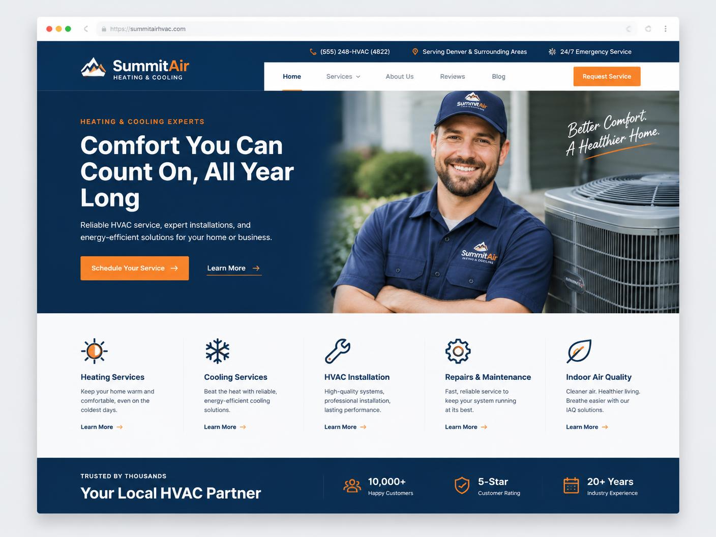 Concept design — website design for a hvac company